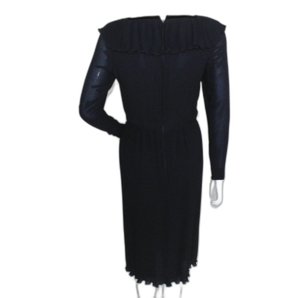 JEAN-LOUIS SCHERRER/JLS Boutique Dress, 38/S, Black, Pleat skirt, Ruffle neck - Picture 6 of 15